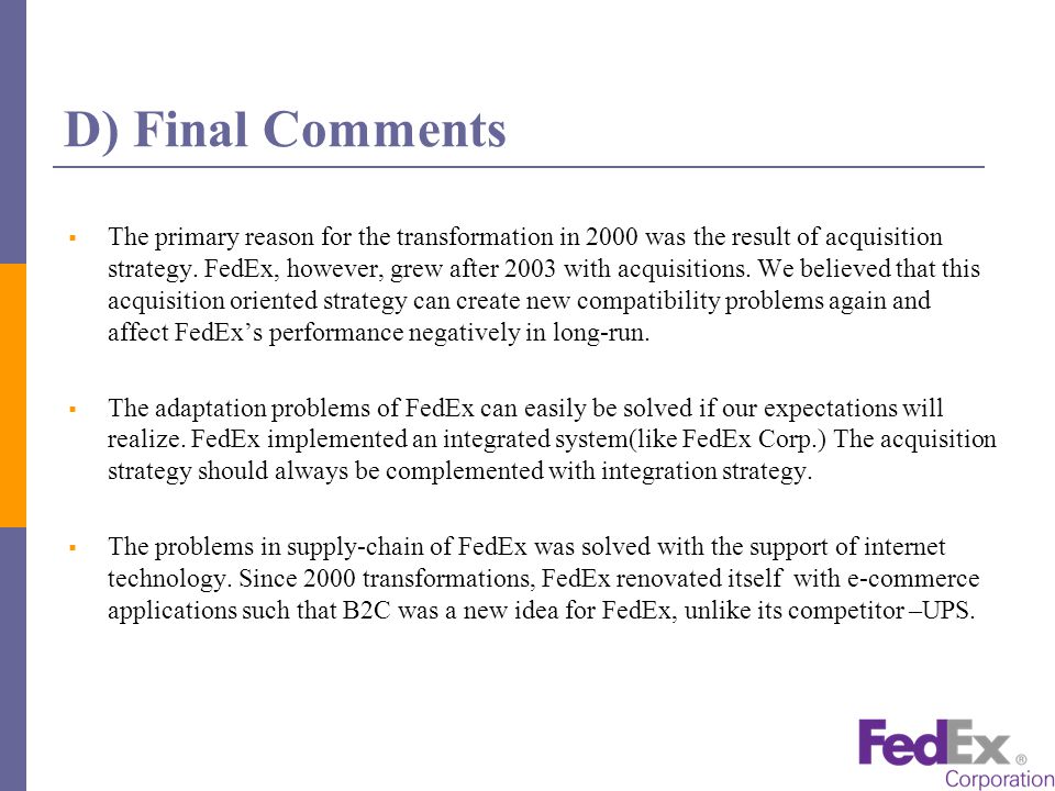 Fedex Corporation: Structural Transformation